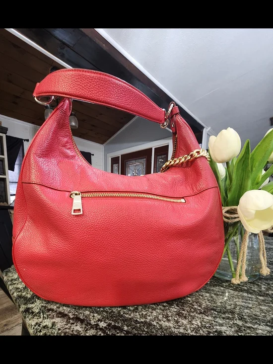 Coach Harley Hobo Pebbled Leather Shoulder Bag in Red-14×10×4.5 - Picture 7 of 9